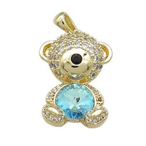 Copper Mouse Pendant Pave Zircon Crystal Glass Gold Plated, approx 16-22mm