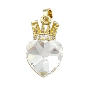 Copper Crown Pendant Pave Crystal Glass Zircon Gold Plated, approx 14-21mm