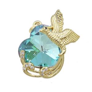 Copper Phenix Pendant Pave Crystal Glass Zircon Gold Plated, approx 18mm, 20-30mm
