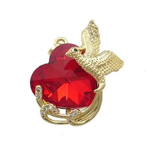 Copper Phenix Pendant Pave Crystal Glass Zircon Gold Plated, approx 18mm, 20-30mm