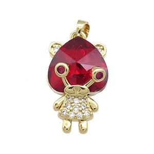 Copper Kids Pendant Pave Crystal Glass Zircon Gold Plated, approx 15-23mm