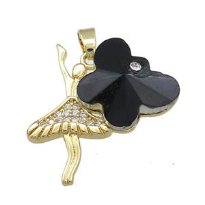 Copper Beauty Pendant Pave Crystal Glass Zircon Gold Plated, approx 15-18mm, 25-30mm