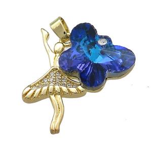 Copper Beauty Pendant Pave Crystal Glass Zircon Gold Plated, approx 15-18mm, 25-30mm