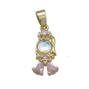 Copper Kids Pendant Pave Zircon Gold Plated, approx 8-16mm