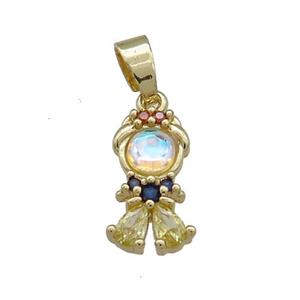 Copper Kids Pendant Pave Zircon Gold Plated, approx 8-16mm