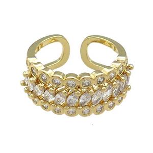 Copper Rings Pave Zircon Gold Plated, approx 10mm, 18mm dia