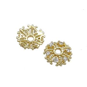 Copper Beadcaps Pave Zircon Gold Plated, approx 8mm