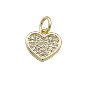 Copper Heart Pendant Pave Zircon Gold Plated, approx 10mm