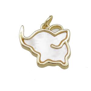 Elephant Charms Copper Pendant Pave Shell Gold Plated, approx 14-16mm