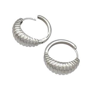 Copper Hoop Earrings Platinum Plated, approx 20mm