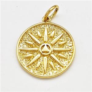 Copper Sun Charms Pendant Gold Plated, approx 18mm
