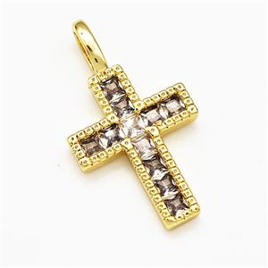 Copper Cross Pendant Micro Pave Zirconia Gold Plated, approx 15-28mm