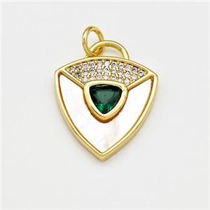 Copper Triangle Shield Pave Shell Zirconia Gold Plated, approx 16mm