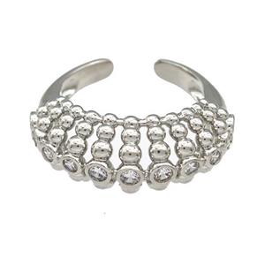 Copper Rings Pave Zircon Hollow Platinum Plated, approx 10mm, 18mm dia