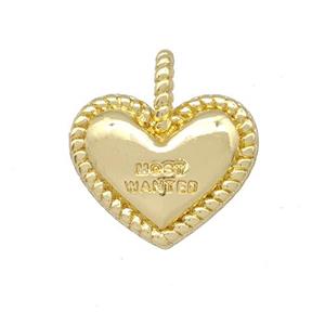 Copper Heart Pendant Gold Plated, approx 13-16mm