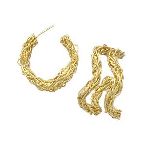 Copper Stud Earrings Gold Plated, approx 18mm, 28-33mm dia