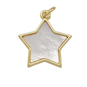 Copper Star Pendant Pave Shell 18K Gold Plated, approx 17mm