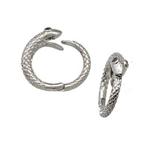 Copper Snake Clasp Pave Zircon Platinum Plated, approx 14mm