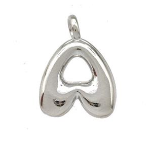 Copper Letter-A Pendant Platinum Plated, approx 12-14mm