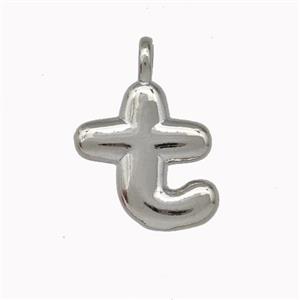 Copper Letter-T Pendant Platinum Plated, approx 12-14mm