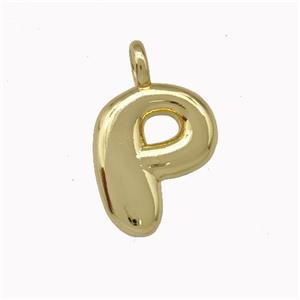 Copper Letter-P Pendant Gold Plated, approx 12-14mm