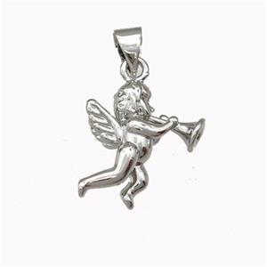 Copper Angel Pendant Platinum Plated, approx 13-16mm