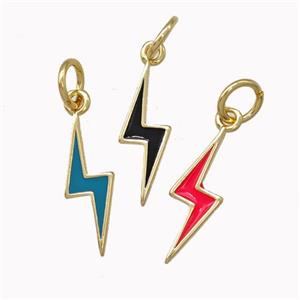 Lightning Charms Copper Pendant Enamel Gold Plated Mixed, approx 5-15mm