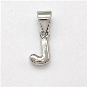 Copper Letter-J Pendant Platinum Plated, approx 6-7mm