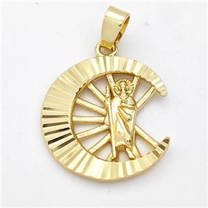 Saint Jude Charms Copper Moon Pendant Gold Plated, approx 20mm