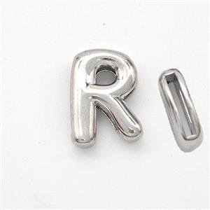 Copper Letter-R Beads Platinum Plated, approx 9-13.5mm, 2x10mm hole