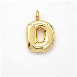 Copper Letter-D Pendant Gold Plated, approx 13-17mm