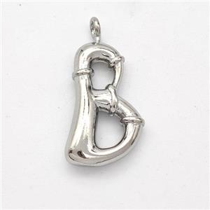 Copper Letter-B Pendant Platinum Plated, approx 16-20mm