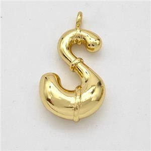 Copper Letter-S Pendant Gold Plated, approx 16-20mm