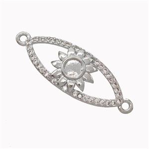 Copper Eye Connector Micropave Zirconia Sunflower Platinum Plated, approx 10-24mm