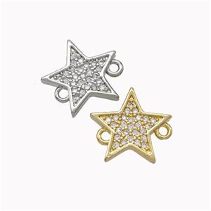 Copper Star Connector Micropave Zirconia Mixed, approx 12mm