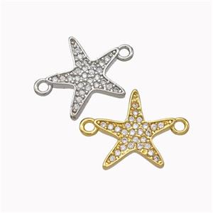 Copper Starfish Connector Micropave Zirconia Mixed, approx 14mm