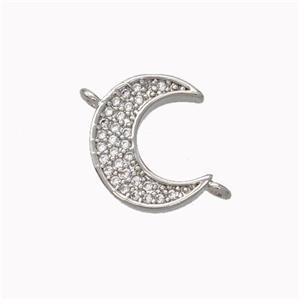 Copper Moon Connector Micropave Zirconia Platinum Plated, approx 11-13mm