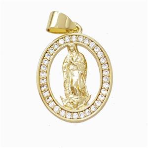 Jesus Charms Copper Pendant Pave Zirconia Gold Plated, approx 14-17mm