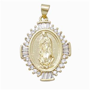 Jesus Charms Copper Pendant Micropave Zirconia Gold Plated, approx 20-25mm