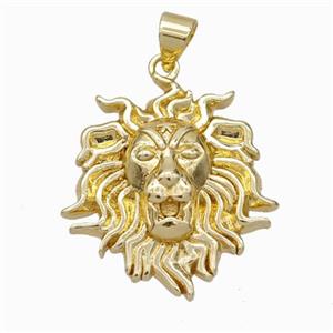 Copper Lion Pendant Gold Plated, approx 22-24mm