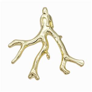 Copper Branch Charms Pendant Gold Plated, approx 38-40mm