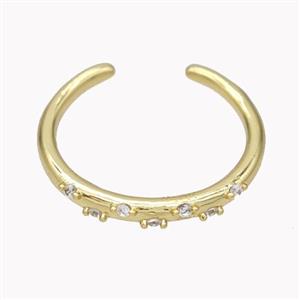 Copper Ring Micropave Zirconia Gold Plated, approx 18mm dia