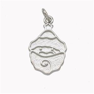 Santa Claus Charms Copper Pendant Platinum Plated, approx 12-17mm