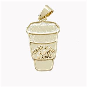 Coffee Cup Charms Copper Pendant Gold Plated, approx 13-20mm