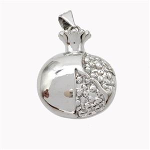 Copper Pomegranate Pendant Platinum Plated, approx 18-19mm