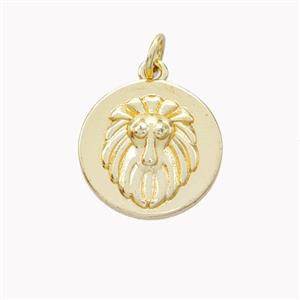 Copper Lion Pendant Gold Plated, approx 15mm