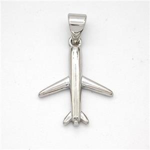 Copper Airplane Pendant Platinum Plated, approx 15-17mm