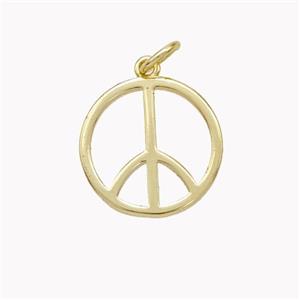 Copper Peace Sign Pendant Gold Plated, approx 15mm