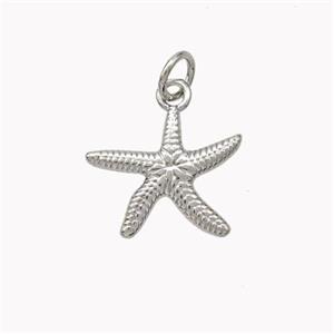 Copper Starfish Pendant Platinum Plated, approx 14.5mm