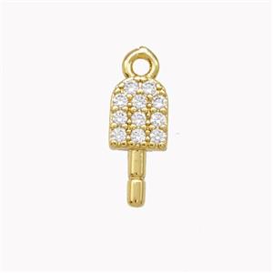 Ice Cream Charms Copper Pendant Pave Zirconia Gold Plated, approx 6-12.5mm